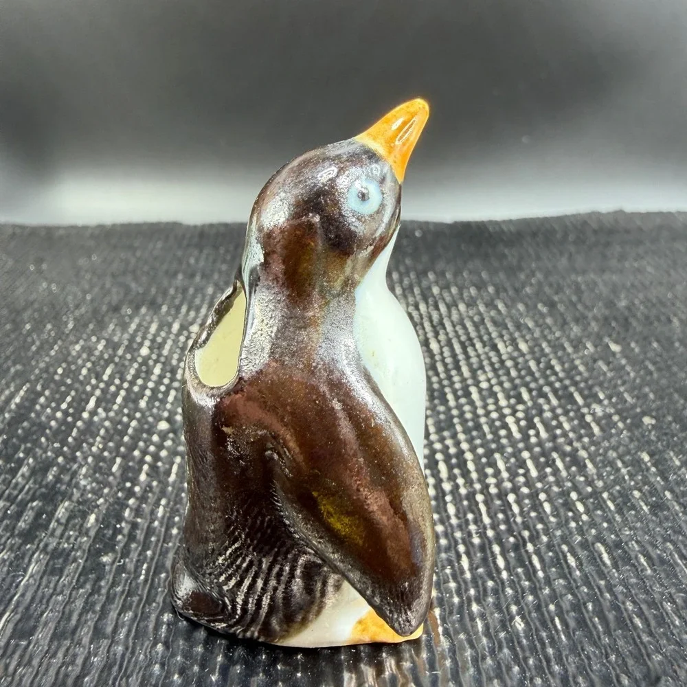 Vintage Ceramic Penguin Toothpick Holder with Colorful Cocktail Picks 2 Inch